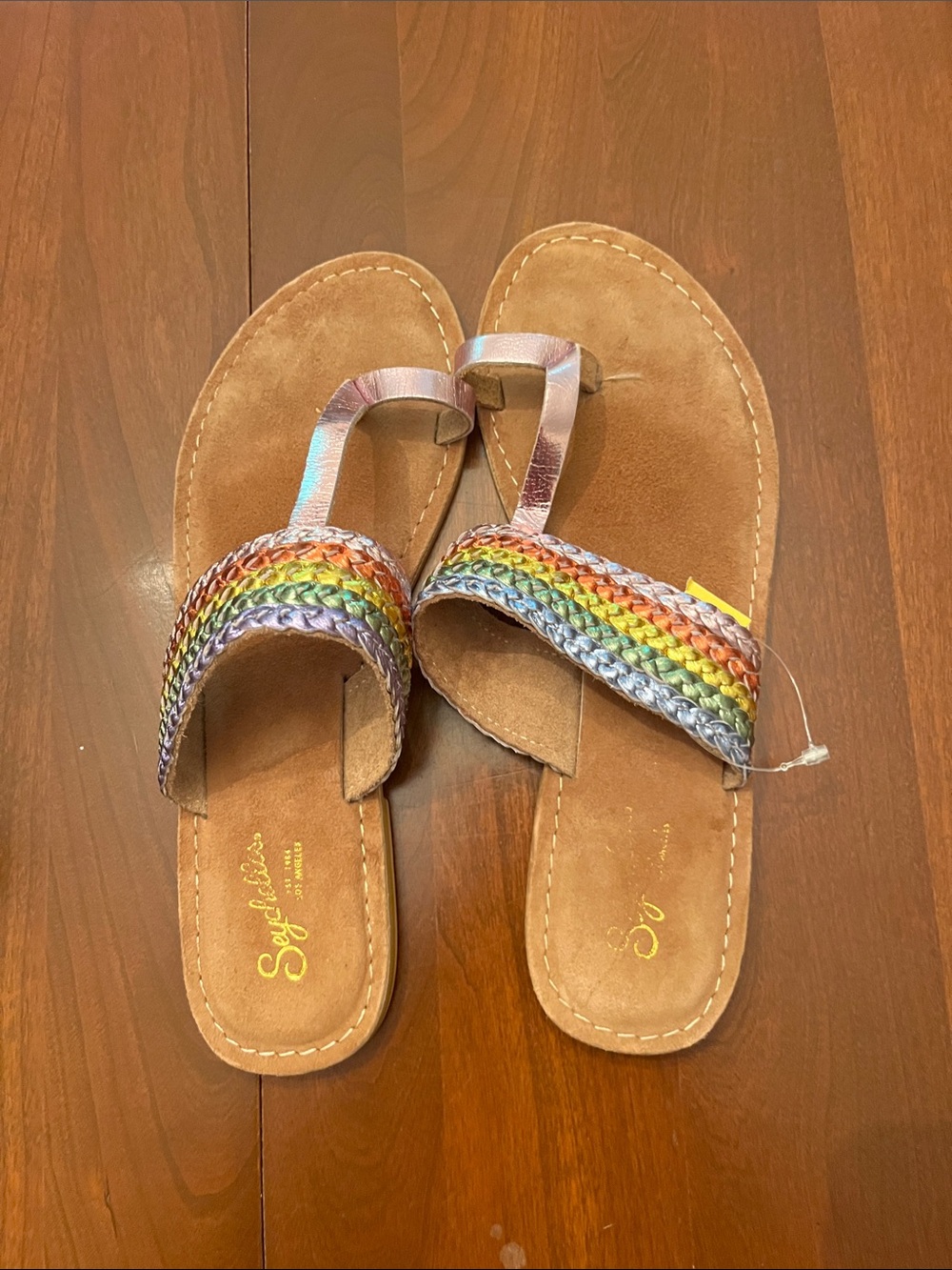 Seychelles Rainbow Braided Toe-Loop Sandals - Tan Suede
